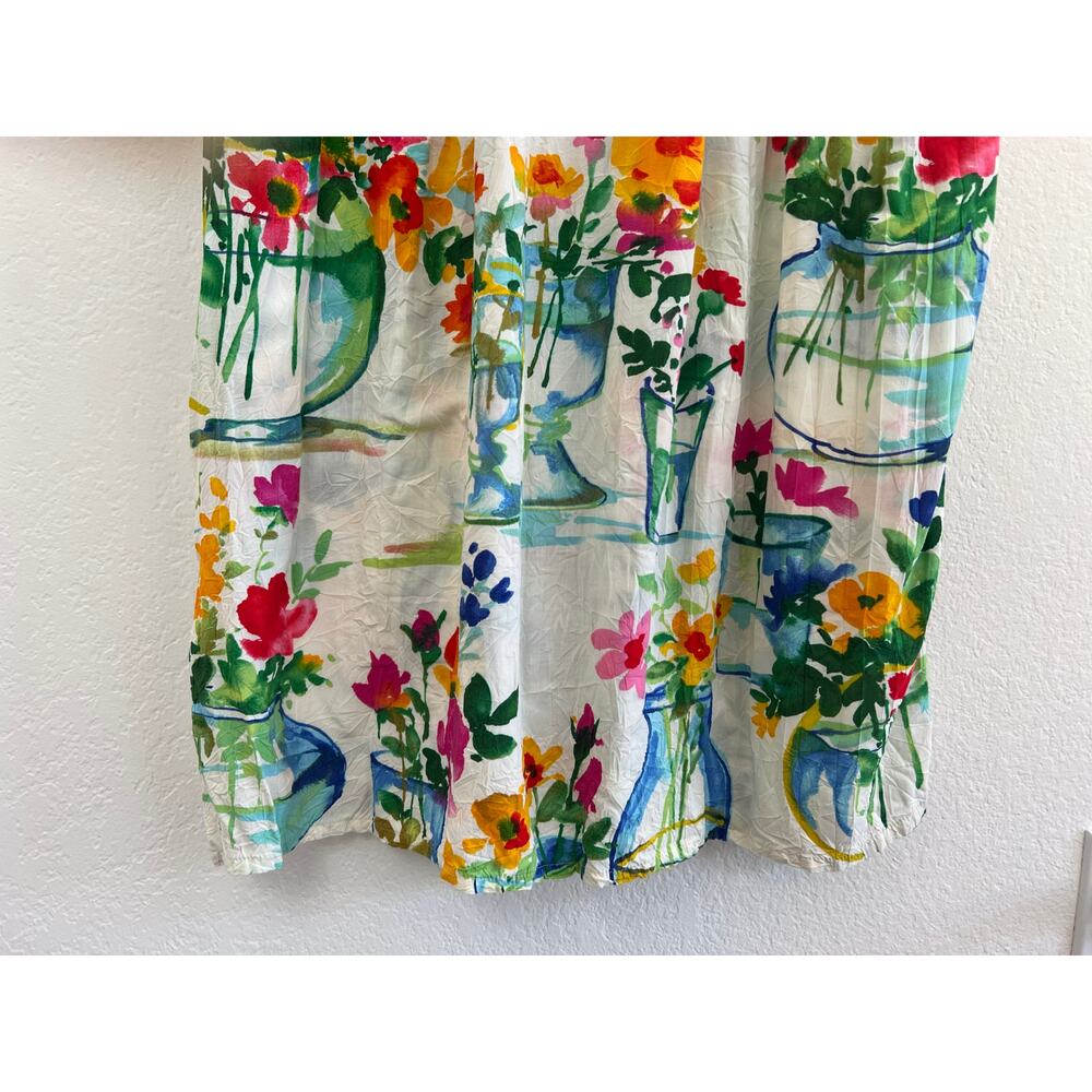 Jams World Womens Small Floral Midi Dress Beach Boho Vacation Resort Watercolor - Picture 4 of 16